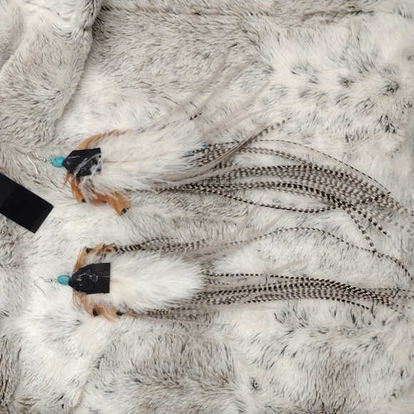 Handmade feather earrings with authentic turquoise - Picture 5 of 8